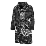 Mjolnir And Scandinavian Runes Print Men's Bathrobe