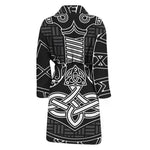 Mjolnir And Scandinavian Runes Print Men's Bathrobe
