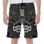 Mjolnir And Scandinavian Runes Print Men's Beach Shorts