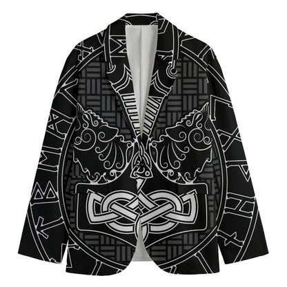 Mjolnir And Scandinavian Runes Print Men's Blazer