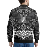 Mjolnir And Scandinavian Runes Print Men's Bomber Jacket