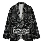 Mjolnir And Scandinavian Runes Print Men's Cotton Blazer