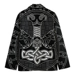 Mjolnir And Scandinavian Runes Print Men's Cotton Blazer