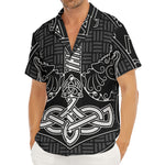 Mjolnir And Scandinavian Runes Print Men's Deep V-Neck Shirt
