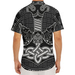 Mjolnir And Scandinavian Runes Print Men's Deep V-Neck Shirt