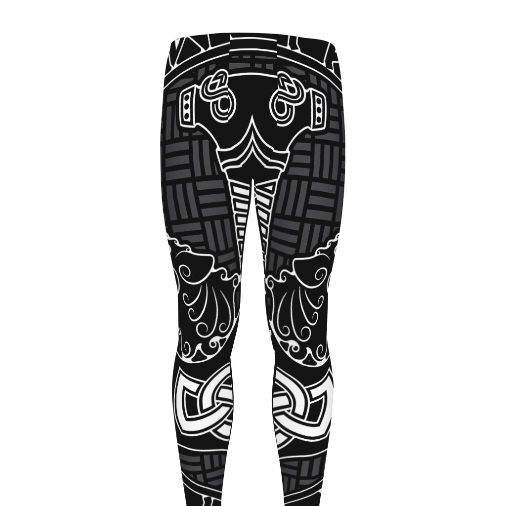 Mjolnir And Scandinavian Runes Print Men's leggings