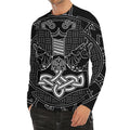 Mjolnir And Scandinavian Runes Print Men's Long Sleeve Rash Guard