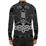 Mjolnir And Scandinavian Runes Print Men's Long Sleeve Rash Guard