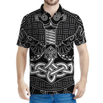 Mjolnir And Scandinavian Runes Print Men's Polo Shirt