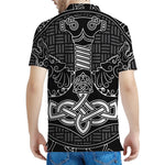 Mjolnir And Scandinavian Runes Print Men's Polo Shirt