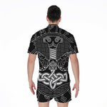 Mjolnir And Scandinavian Runes Print Men's Rompers