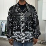 Mjolnir And Scandinavian Runes Print Men's Shirt Jacket