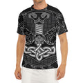 Mjolnir And Scandinavian Runes Print Men's Short Sleeve Rash Guard