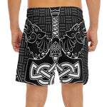 Mjolnir And Scandinavian Runes Print Men's Split Running Shorts