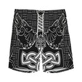 Mjolnir And Scandinavian Runes Print Men's Athletic Shorts