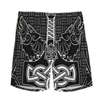 Mjolnir And Scandinavian Runes Print Men's Sports Shorts