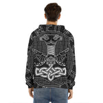 Mjolnir And Scandinavian Runes Print Men's Velvet Pullover Hoodie