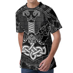 Mjolnir And Scandinavian Runes Print Men's Velvet T-Shirt