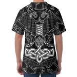 Mjolnir And Scandinavian Runes Print Men's Velvet T-Shirt
