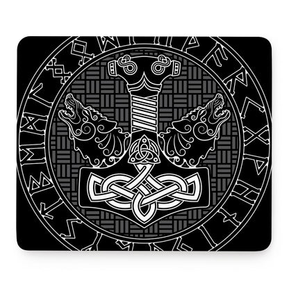 Mjolnir And Scandinavian Runes Print Mouse Pad