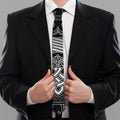 Mjolnir And Scandinavian Runes Print Necktie