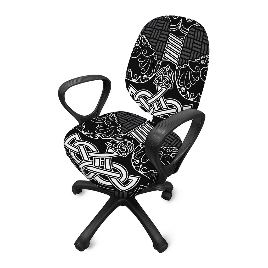 Mjolnir And Scandinavian Runes Print Office Chair Cover