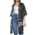 Mjolnir And Scandinavian Runes Print Open Front Beach Cover Up