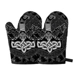 Mjolnir And Scandinavian Runes Print Oven Mitts