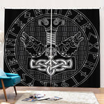 Mjolnir And Scandinavian Runes Print Pencil Pleat Curtains