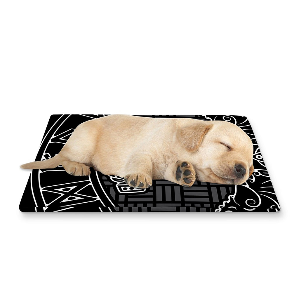 Mjolnir And Scandinavian Runes Print Pet Cooling Mat Cover