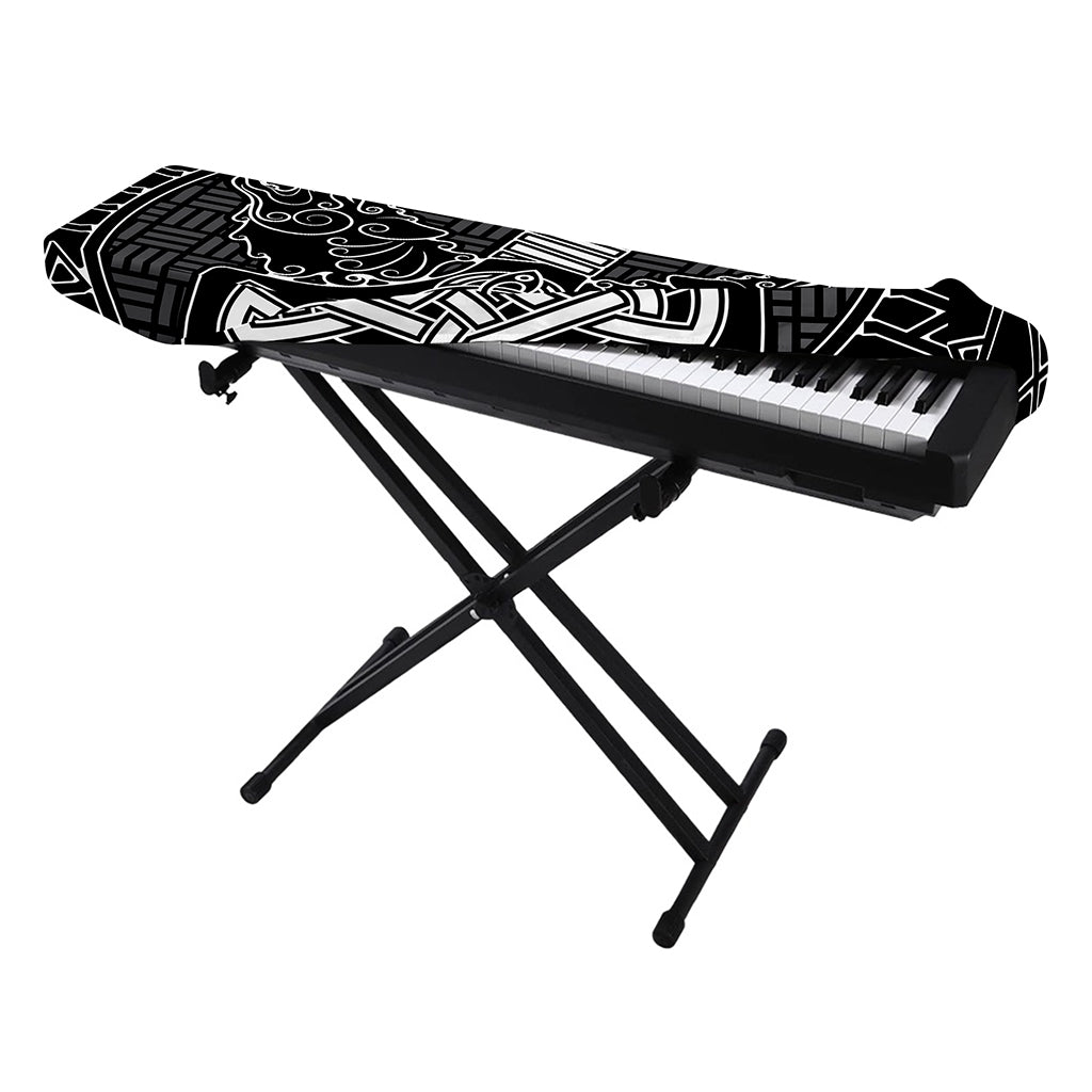 Mjolnir And Scandinavian Runes Print Piano Keyboard Cover
