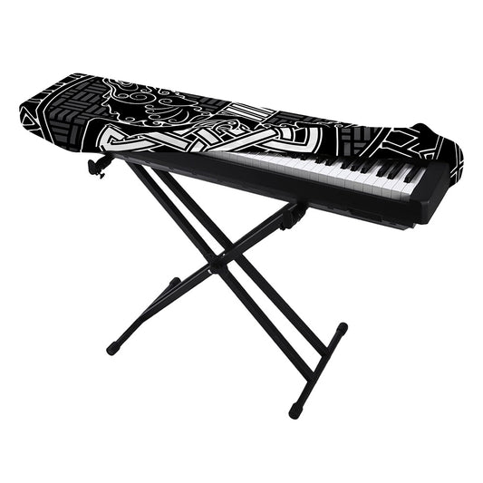 Mjolnir And Scandinavian Runes Print Piano Keyboard Cover