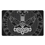 Mjolnir And Scandinavian Runes Print Polyester Doormat