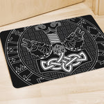 Mjolnir And Scandinavian Runes Print Polyester Doormat