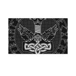 Mjolnir And Scandinavian Runes Print Polyester Flag