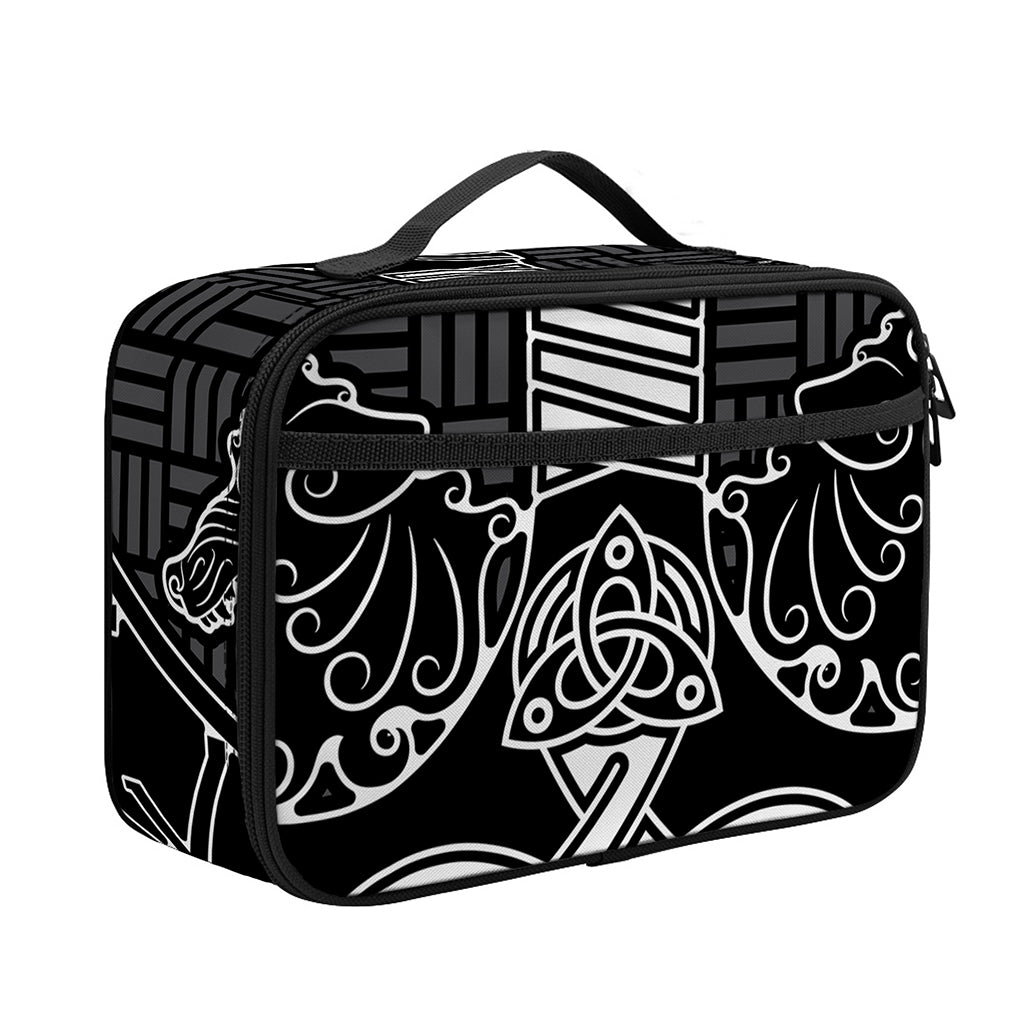 Mjolnir And Scandinavian Runes Print Portable Lunch Bag