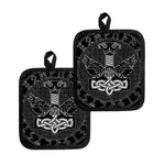 Mjolnir And Scandinavian Runes Print Pot Holders