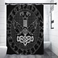 Mjolnir And Scandinavian Runes Print Premium Shower Curtain