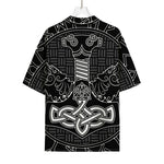 Mjolnir And Scandinavian Runes Print Rayon Hawaiian Shirt