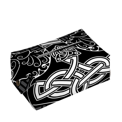 Mjolnir And Scandinavian Runes Print Rectangle Tissue Box Cover