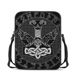 Mjolnir And Scandinavian Runes Print Rectangular Crossbody Bag