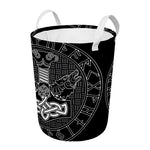 Mjolnir And Scandinavian Runes Print Round Laundry Basket