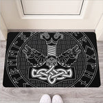 Mjolnir And Scandinavian Runes Print Rubber Doormat