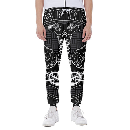 Mjolnir And Scandinavian Runes Print Scuba Joggers