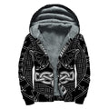 Mjolnir And Scandinavian Runes Print Sherpa Lined Zip Up Hoodie