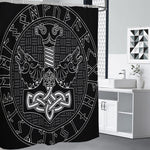 Mjolnir And Scandinavian Runes Print Shower Curtain