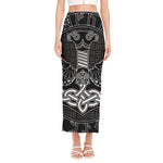Mjolnir And Scandinavian Runes Print Side Slit Maxi Skirt