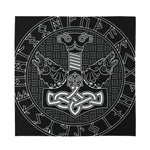 Mjolnir And Scandinavian Runes Print Silk Bandana