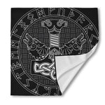 Mjolnir And Scandinavian Runes Print Silk Bandana