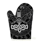 Mjolnir And Scandinavian Runes Print Single Oven Mitt